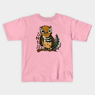 Hand Drawn Owl In Nature Kids T-Shirt